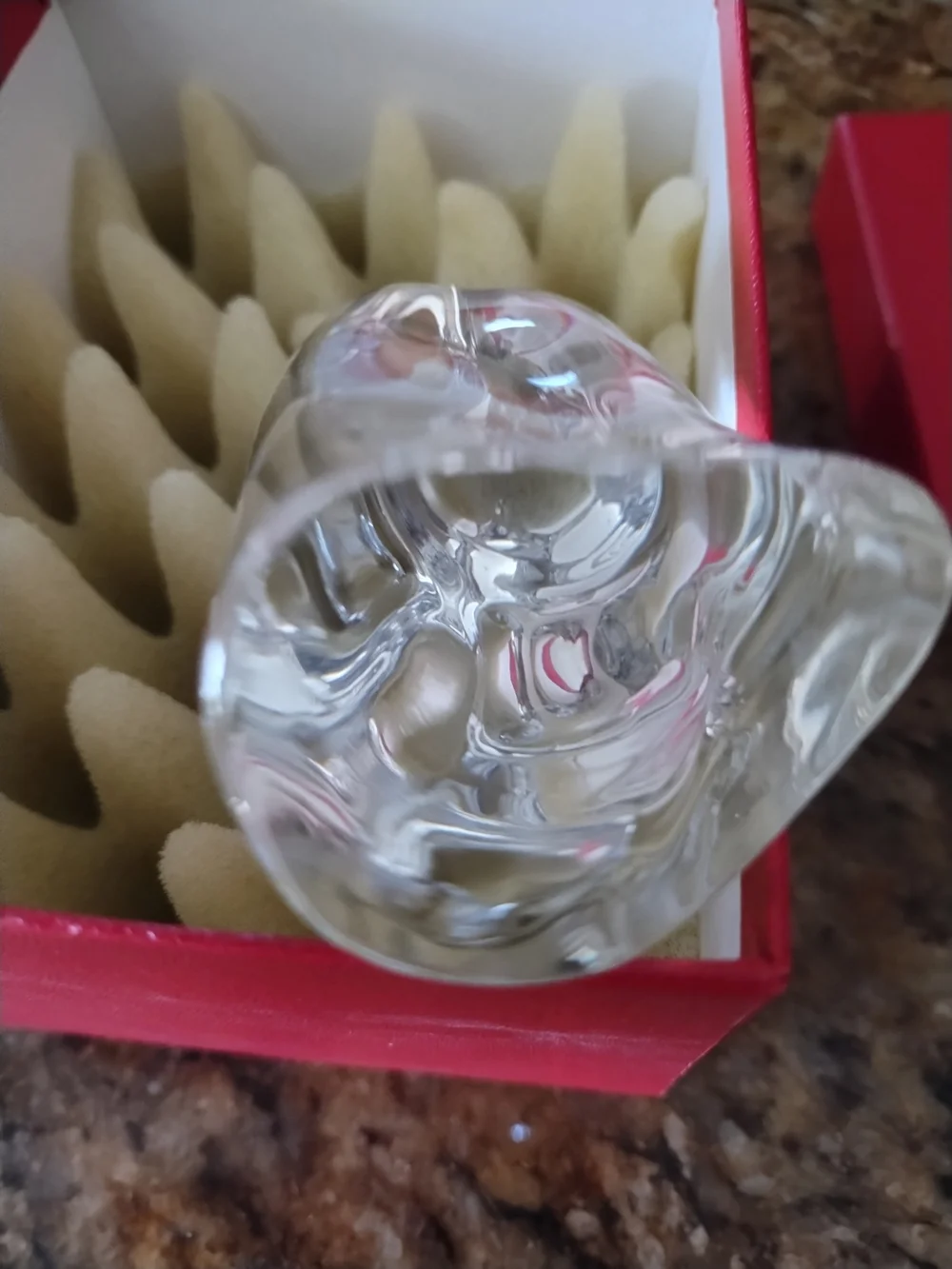 Baccarat Clear Crystal Owl Figurine with Red Box